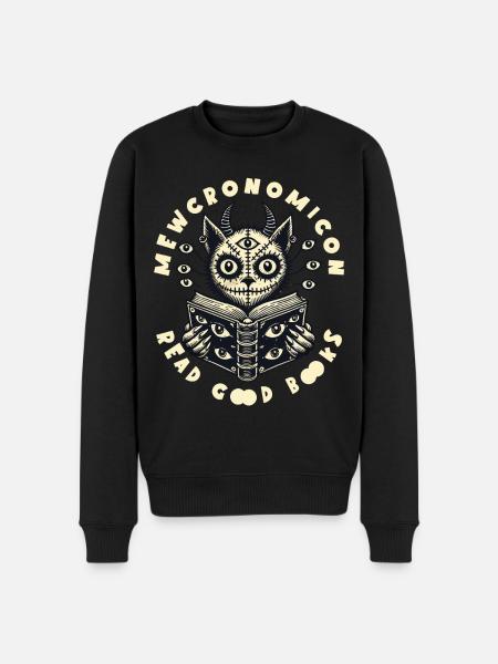 Mewcronomicon read a good book - Men's Premium Organic Jumper - black