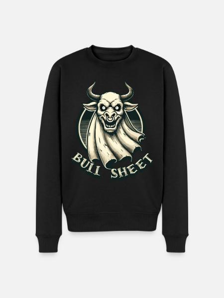 Creepy Bull Motif Bull Sheet - Men's Premium Organic Jumper - black