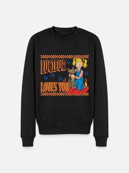 Lucifur Loves You Cat Friends - Men's Premium Organic Jumper - black