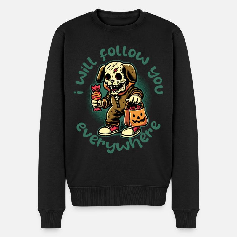 Effrayant Halloween squelette chien harceleur - Pull Premium bio Homme - noir