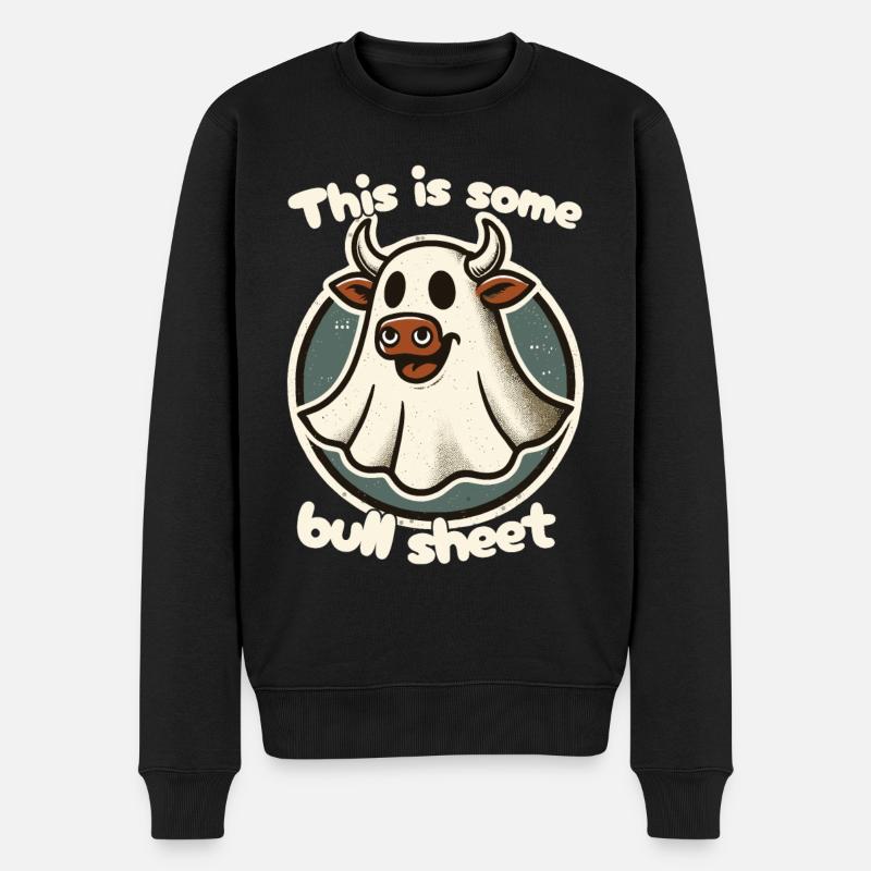 Halloween Kuhgeist Humor Design - Männer Premium Bio Pullover - Schwarz