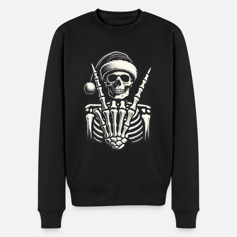 Coole Skelett Weihnachten Style - Männer Premium Bio Pullover - Schwarz
