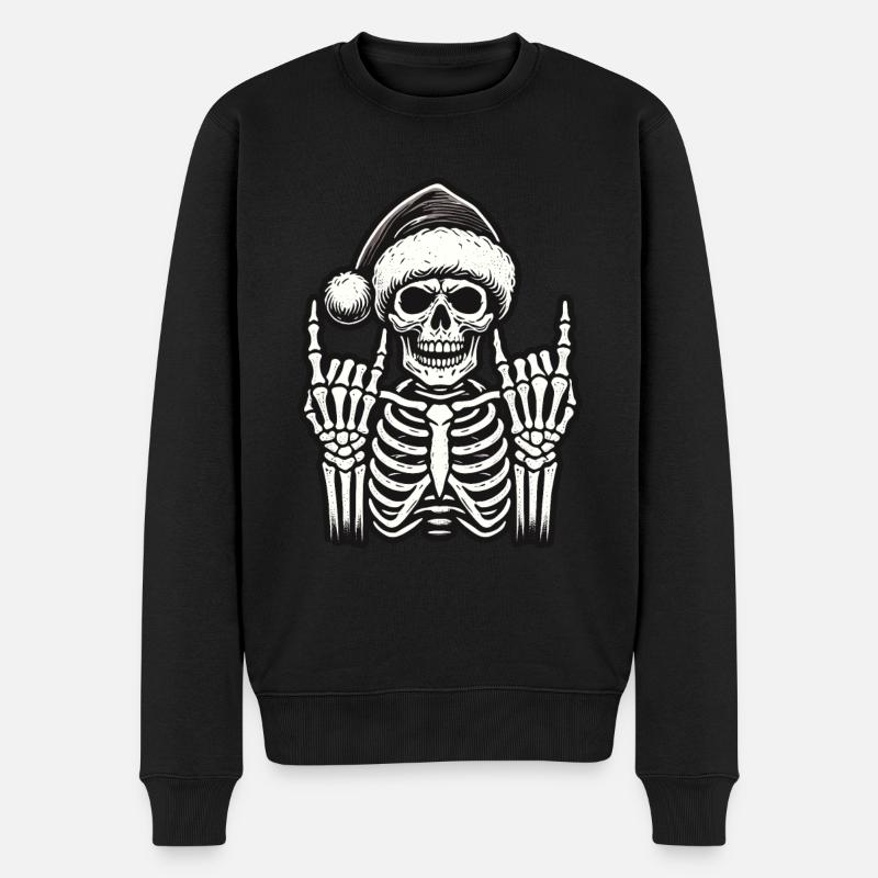 Crâne de Noël Musique Rock - Pull Premium bio Homme - noir