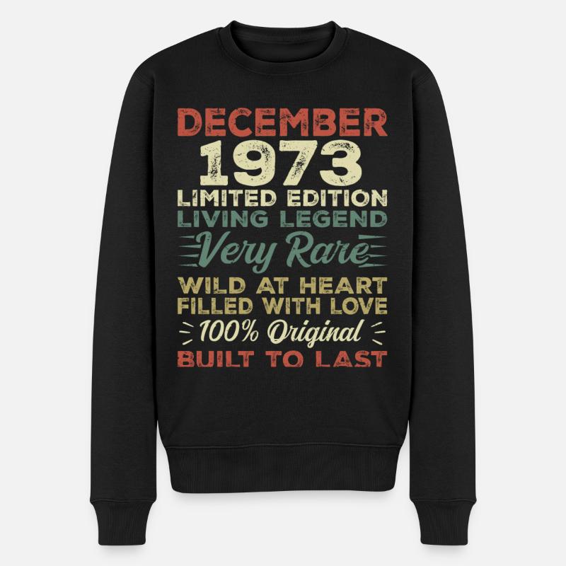 Dezember 1973 - Geburtstag Dezember 1973 Jahr - Männer Premium Bio Pullover - Schwarz