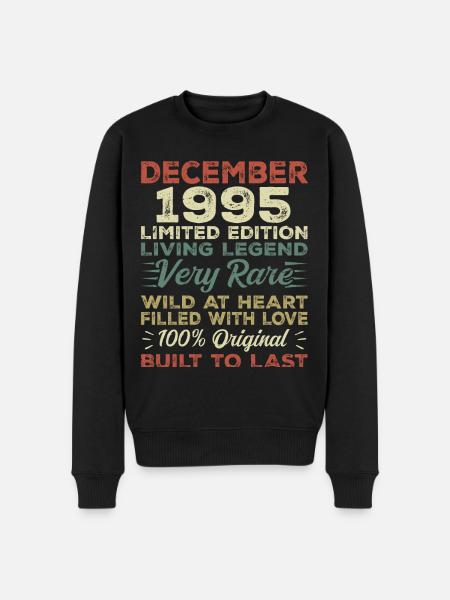 December 1995 - fødselsdag december 1995 år - Økologisk premium-sweatshirt til mænd - sort