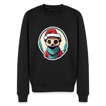 Suricate de Noël Chapeau de Père Noël - Pull Premium bio Homme - noir - Devant - Nico (187cm)