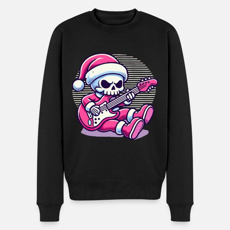 Weihnachtlicher Skelett-Gitarrist Rockt - Männer Premium Bio Pullover - Schwarz