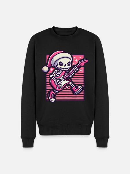 Christmas Skeleton Guitarist Rocks - Men's Premium Organic Jumper - black