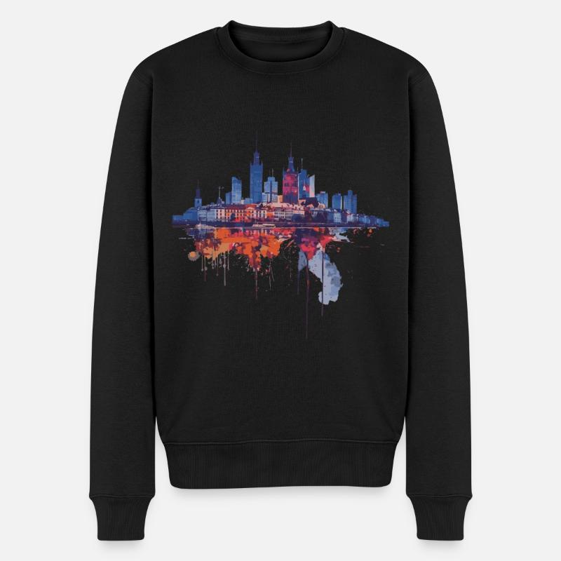 Warschau - Männer Premium Bio Pullover - Schwarz