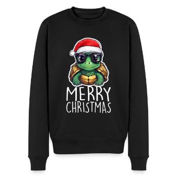 Noël tortue - Pull Premium bio Homme - noir - Devant - Nico (187cm)