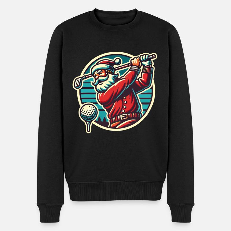 Golfspielender Weihnachtsmann Retro Stil - Männer Premium Bio Pullover - Schwarz