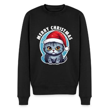 Katze Weihnachten - Männer Premium Bio Pullover - Schwarz - Vorne - Nico (187cm)
