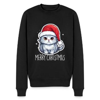 Katze Weihnachten - Männer Premium Bio Pullover - Schwarz - Vorne - Nico (187cm)