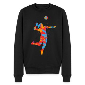 Volleyball Spieler Bunt Volleyballer Mädchen - Männer Premium Bio Pullover - Schwarz - Vorne - Nico (187cm)