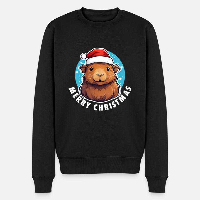 Capybara Weihnachten - Männer Premium Bio Pullover - Schwarz