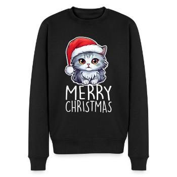Katze Weihnachten - Männer Premium Bio Pullover - Schwarz - Vorne - Nico (187cm)