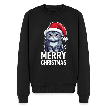 Katze Weihnachten - Männer Premium Bio Pullover - Schwarz - Vorne - Nico (187cm)