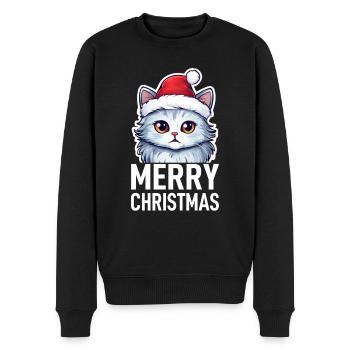 Katze Weihnachten - Männer Premium Bio Pullover - Schwarz - Vorne - Nico (187cm)