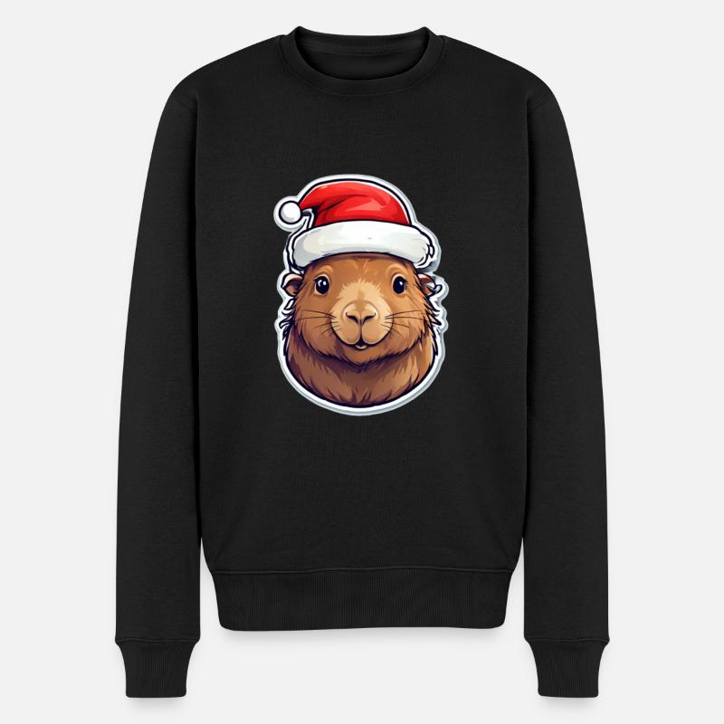 Capybara Weihnachten - Männer Premium Bio Pullover - Schwarz