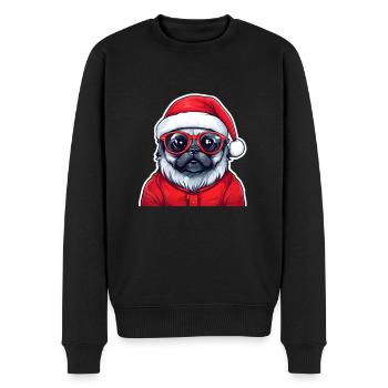 Mops Weihnachten - Männer Premium Bio Pullover - Schwarz - Vorne - Nico (187cm)