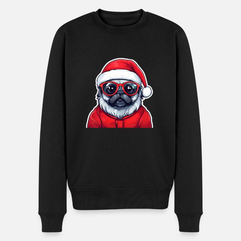 Mops Weihnachten - Männer Premium Bio Pullover - Schwarz