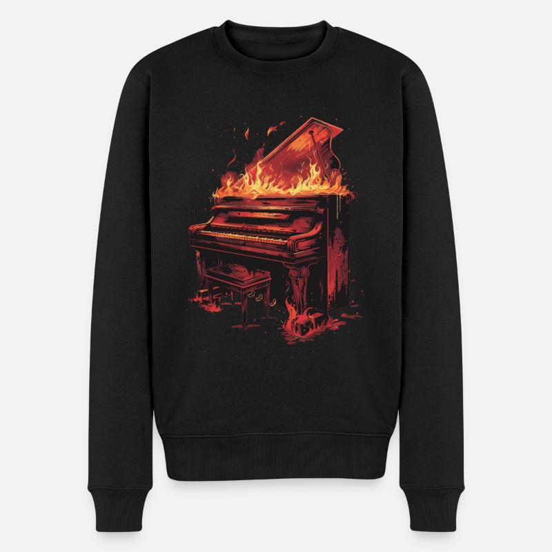 Klavier - Männer Premium Bio Pullover - Schwarz