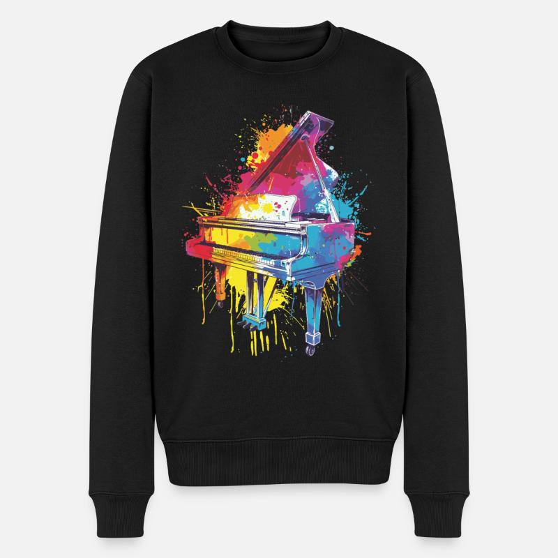 Klavier - Männer Premium Bio Pullover - Schwarz