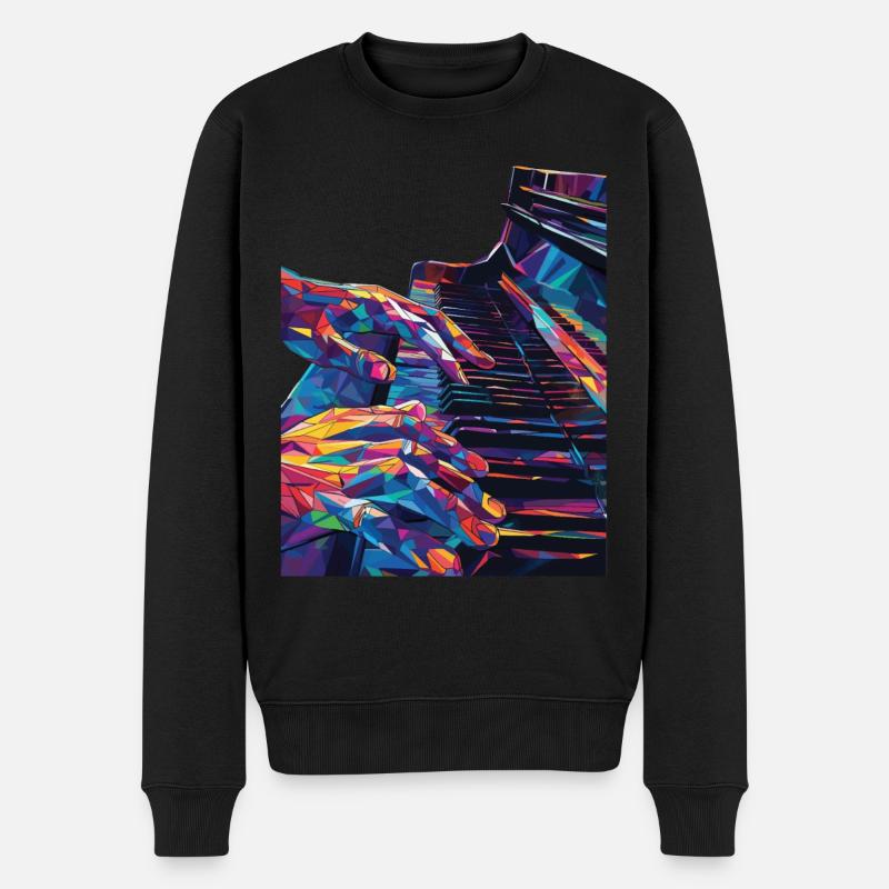 Klavier - Männer Premium Bio Pullover - Schwarz