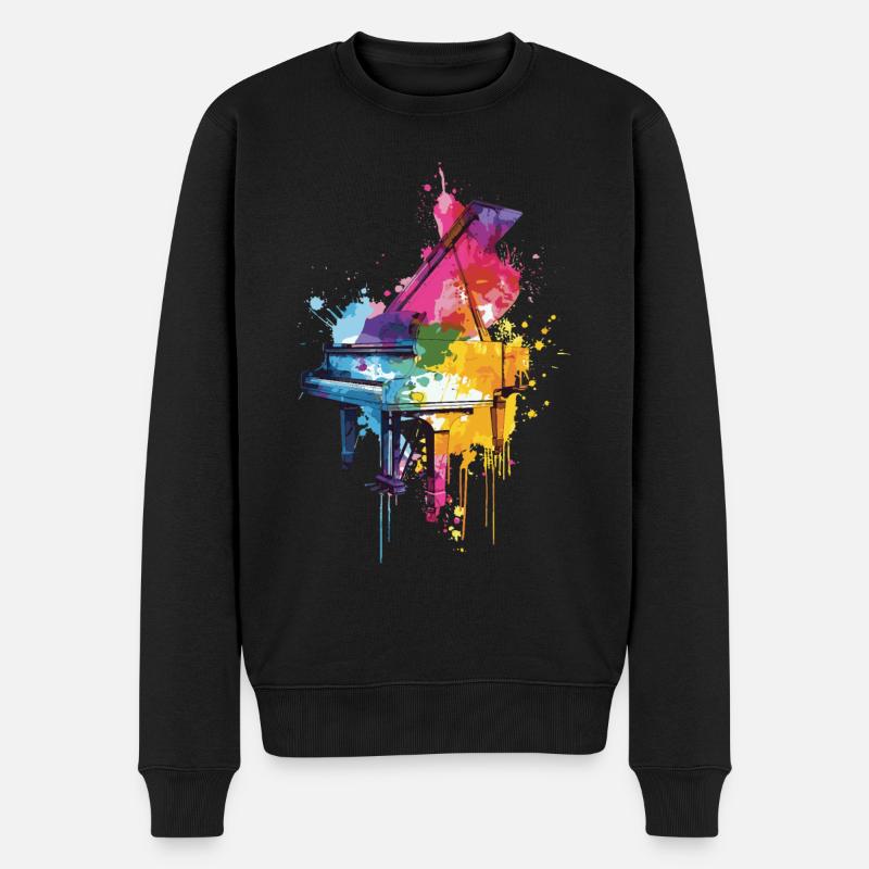 Klavier - Männer Premium Bio Pullover - Schwarz