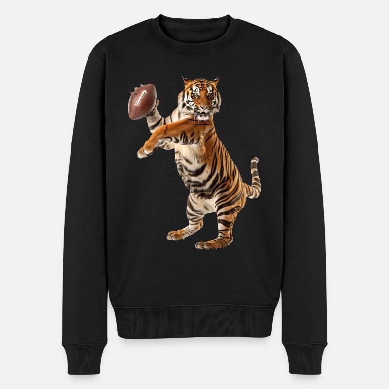 Bengalischer Tiger Fußball - Männer Premium Bio Pullover - Schwarz