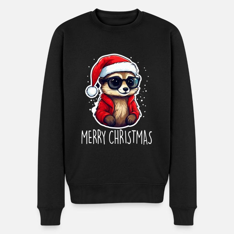 Weihnachten Erdmännchen - Männer Premium Bio Pullover - Schwarz