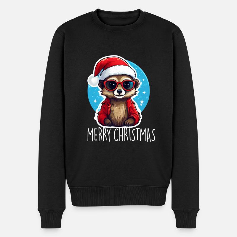 Erdmännchen Weihnachten - Männer Premium Bio Pullover - Schwarz