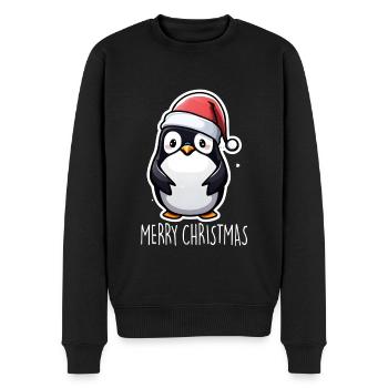 Pinguin Merry Christmas - Männer Premium Bio Pullover - Schwarz - Vorne - Nico (187cm)