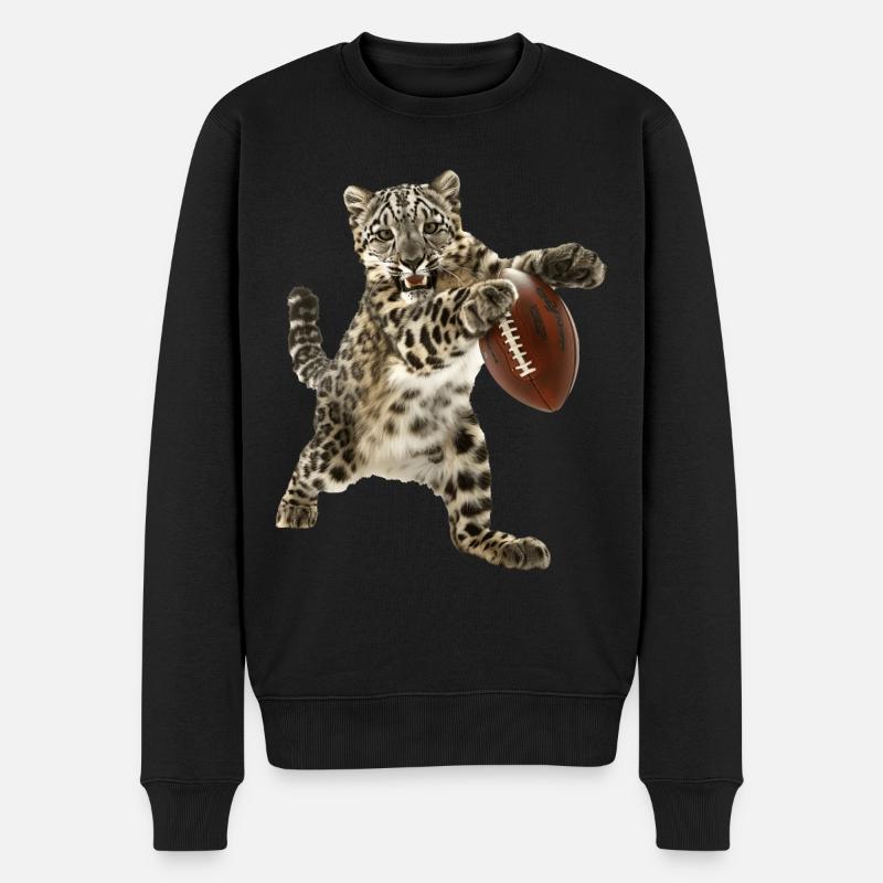Schneeleoparden Fußball - Männer Premium Bio Pullover - Schwarz