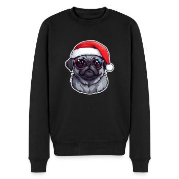 Mops Weihnachten - Männer Premium Bio Pullover - Schwarz - Vorne - Nico (187cm)