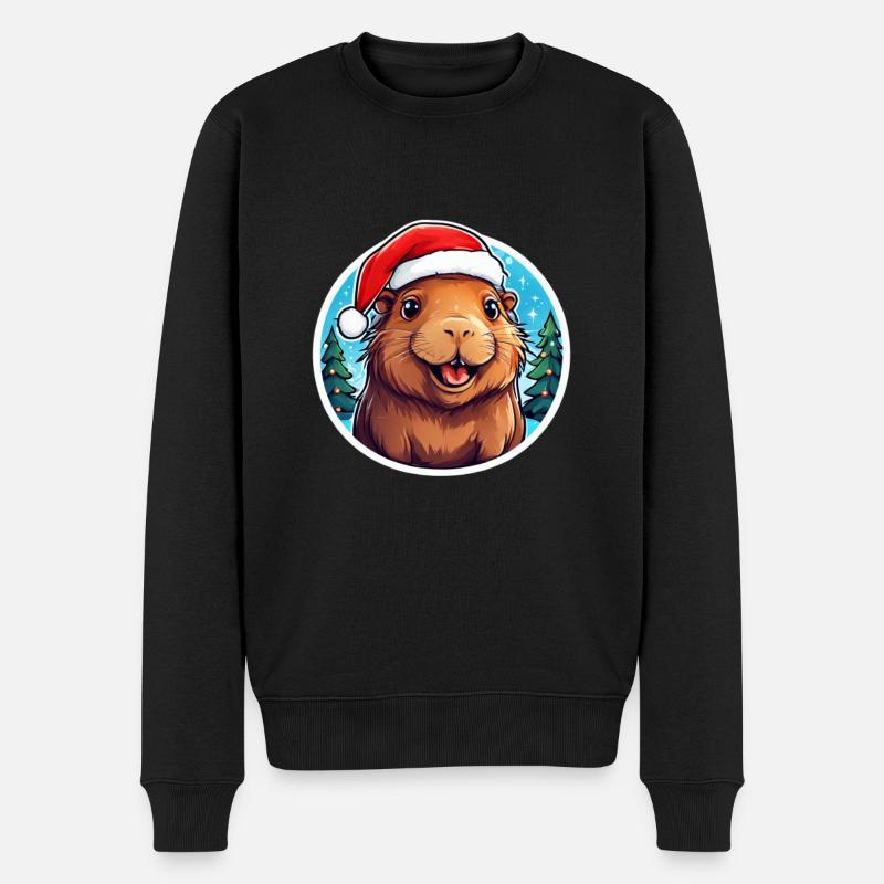 Capybara Weihnachten - Männer Premium Bio Pullover - Schwarz