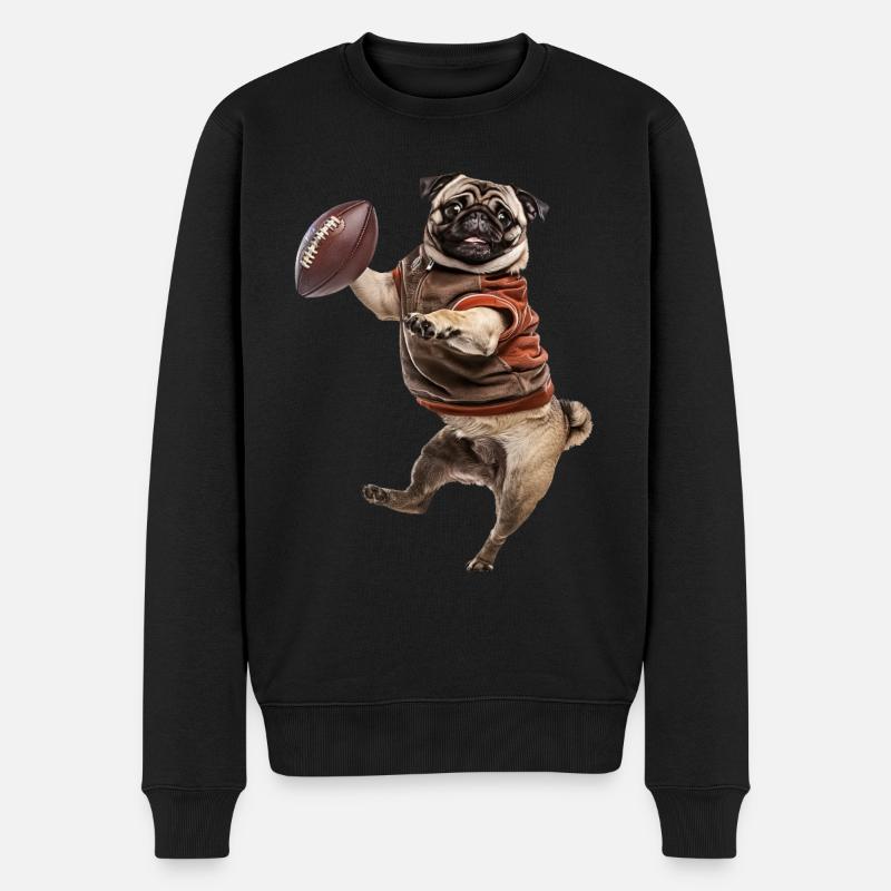 Mops - Männer Premium Bio Pullover - Schwarz