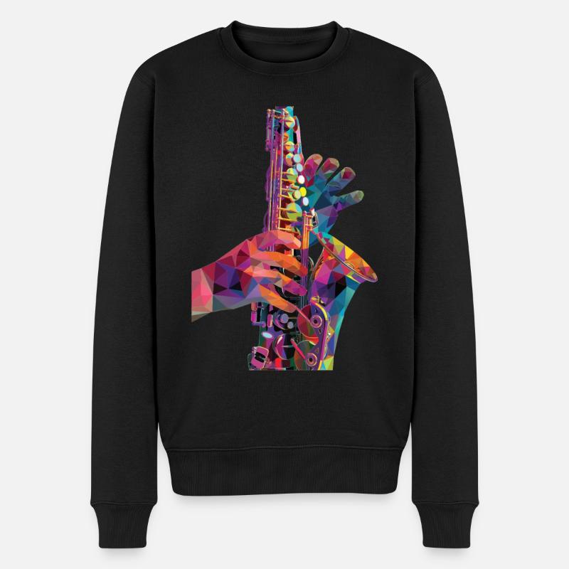 Saxophon - Männer Premium Bio Pullover - Schwarz