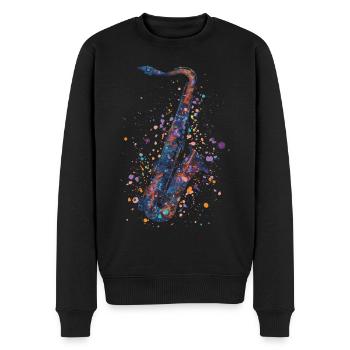 Saxophon - Männer Premium Bio Pullover - Schwarz - Vorne - Nico (187cm)