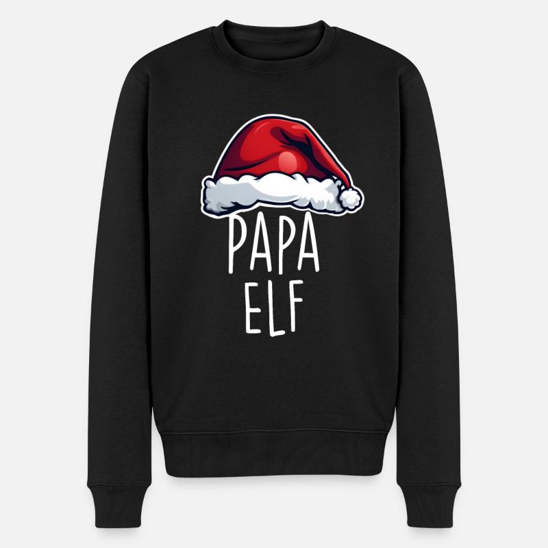 Papa Elf Weihnachten - Männer Premium Bio Pullover - Schwarz