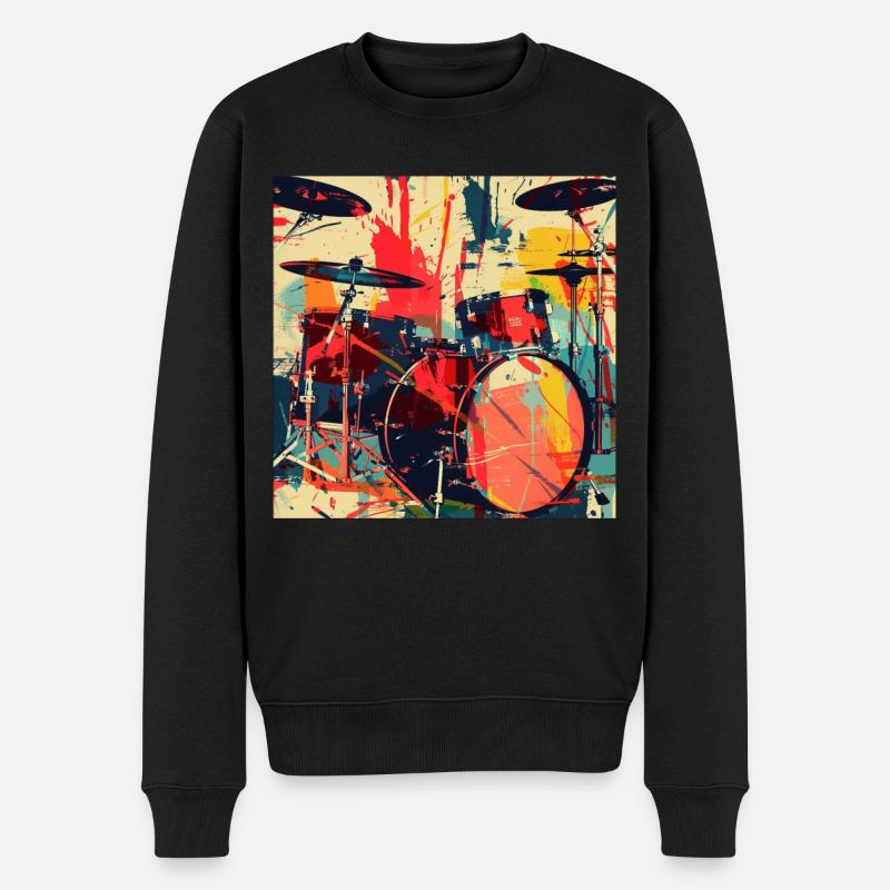 Schlagzeug - Männer Premium Bio Pullover - Schwarz