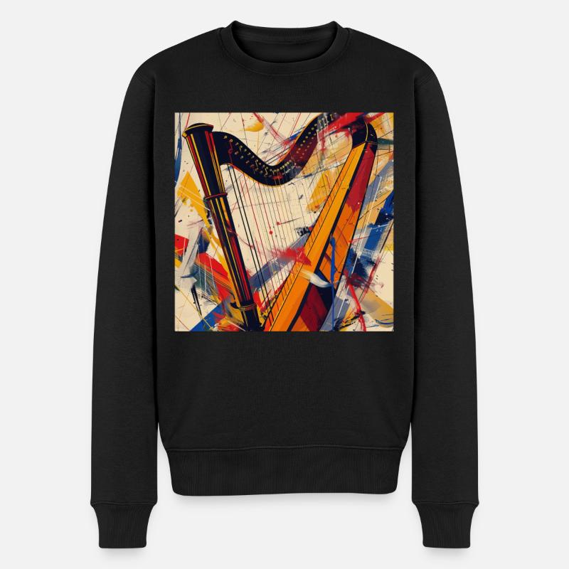 Harfe - Männer Premium Bio Pullover - Schwarz