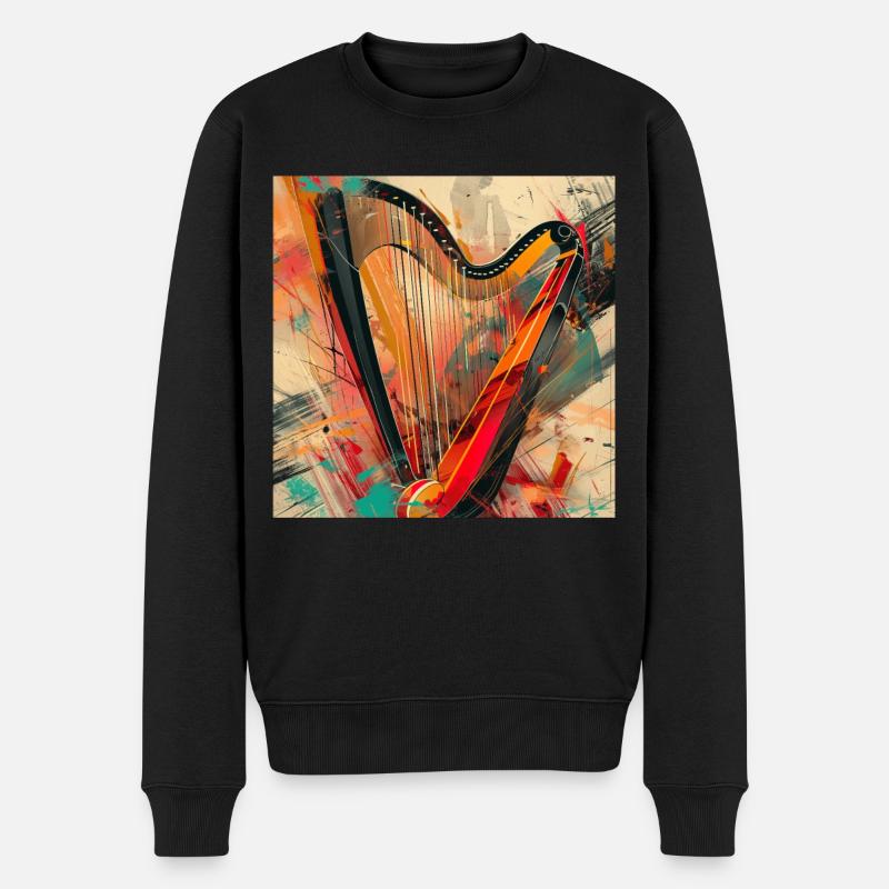 Harfe - Männer Premium Bio Pullover - Schwarz
