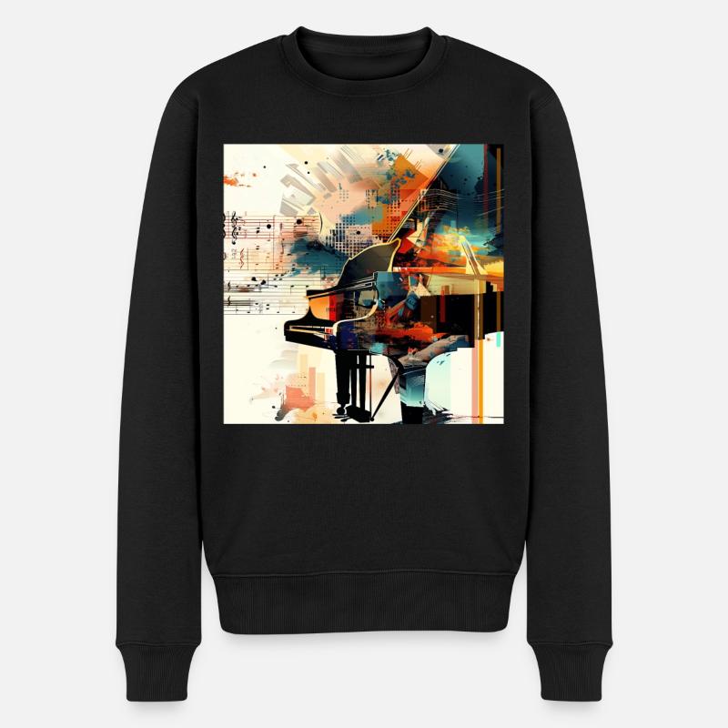Klavier - Männer Premium Bio Pullover - Schwarz