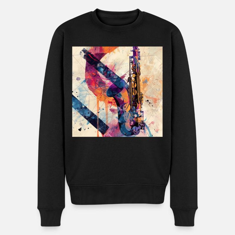 Saxophon - Männer Premium Bio Pullover - Schwarz
