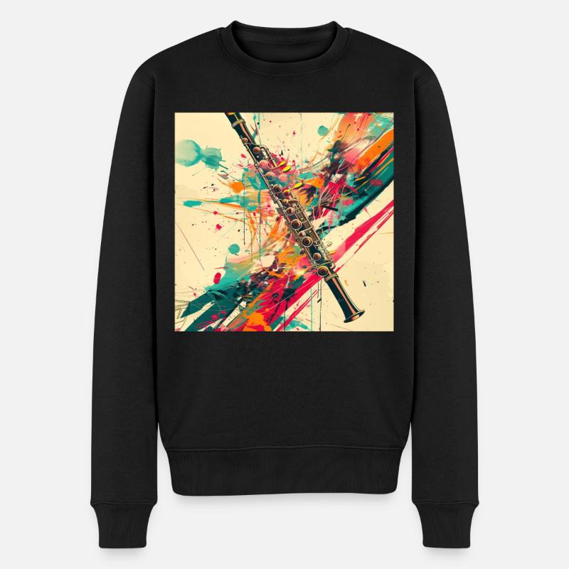 Querflöte - Männer Premium Bio Pullover - Schwarz