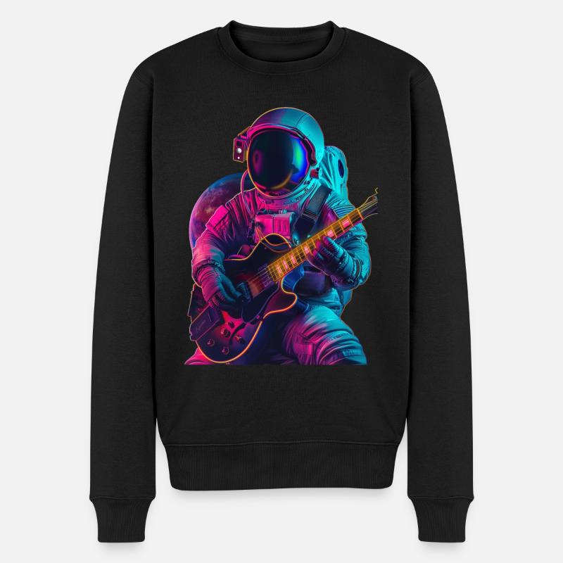 Astronaut Gitarre - Männer Premium Bio Pullover - Schwarz