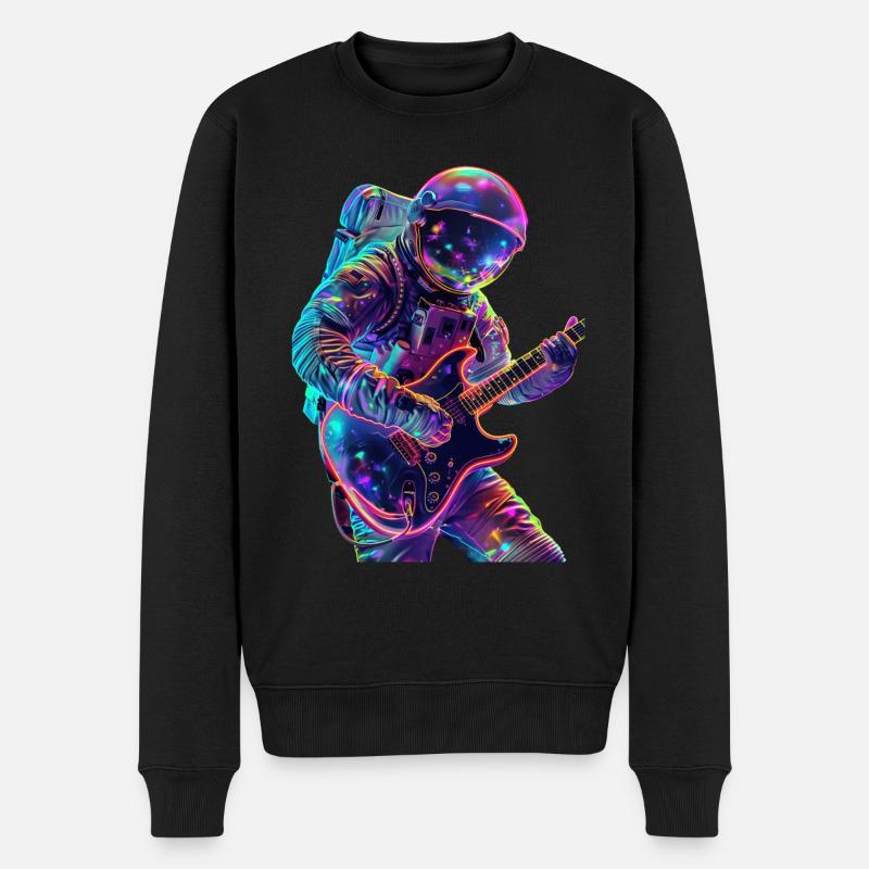 Astronaut Gitarre - Männer Premium Bio Pullover - Schwarz