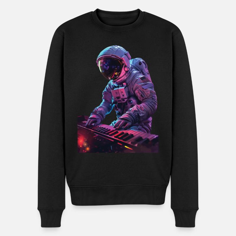 Astronaut Klavier - Männer Premium Bio Pullover - Schwarz