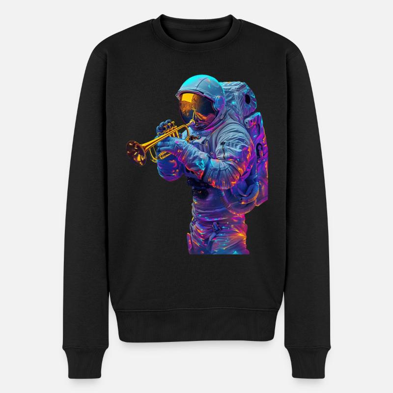 Astronaut Trompete - Männer Premium Bio Pullover - Schwarz